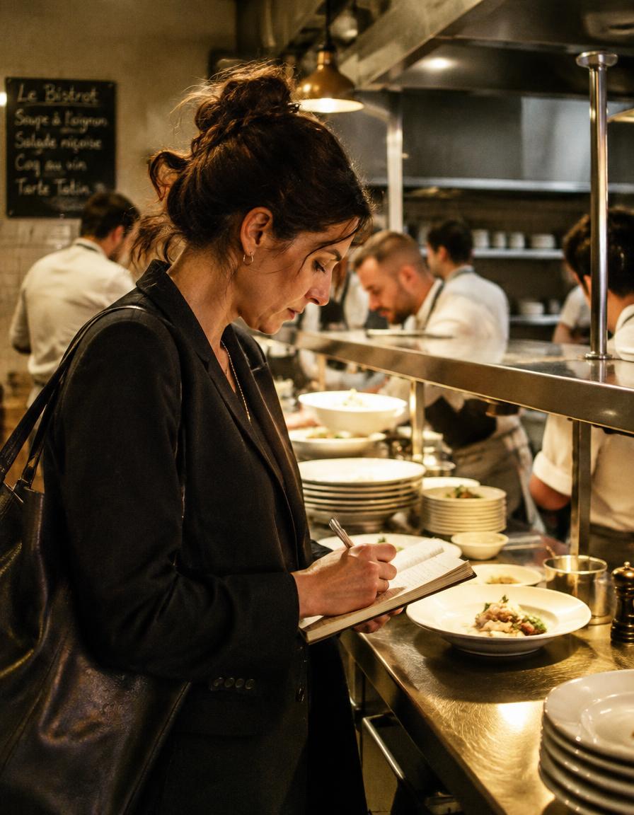 Anne-Claire au travail dans une cuisine de restaurant